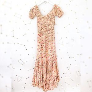Poupette St Barth • Pink Floral Print Smocked Soledad Maxi Dress